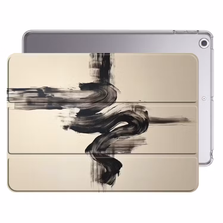 iPad hoes - Golven - Penseelstreken - Beige - Minimalistisch — 1