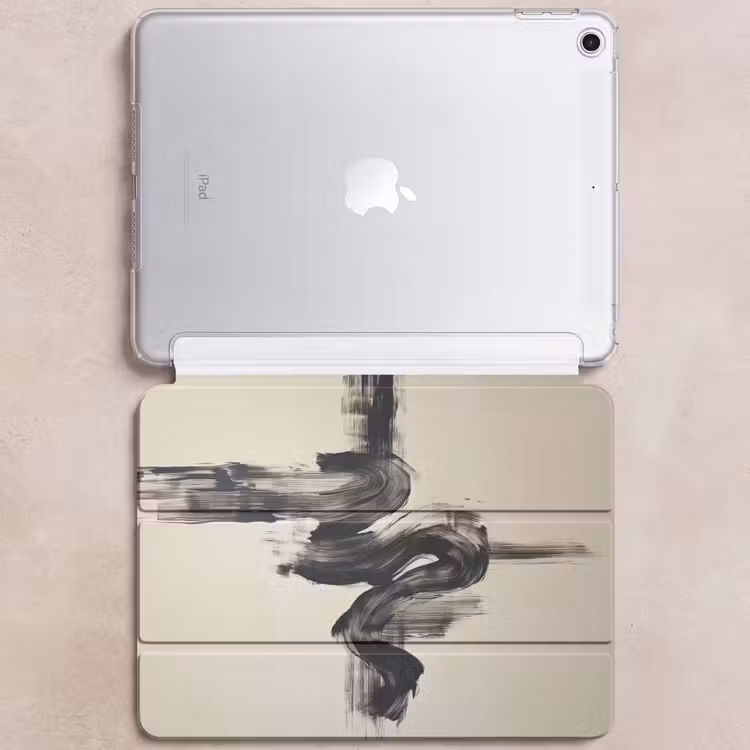 iPad hoes - Golven - Penseelstreken - Beige - Minimalistisch — 6