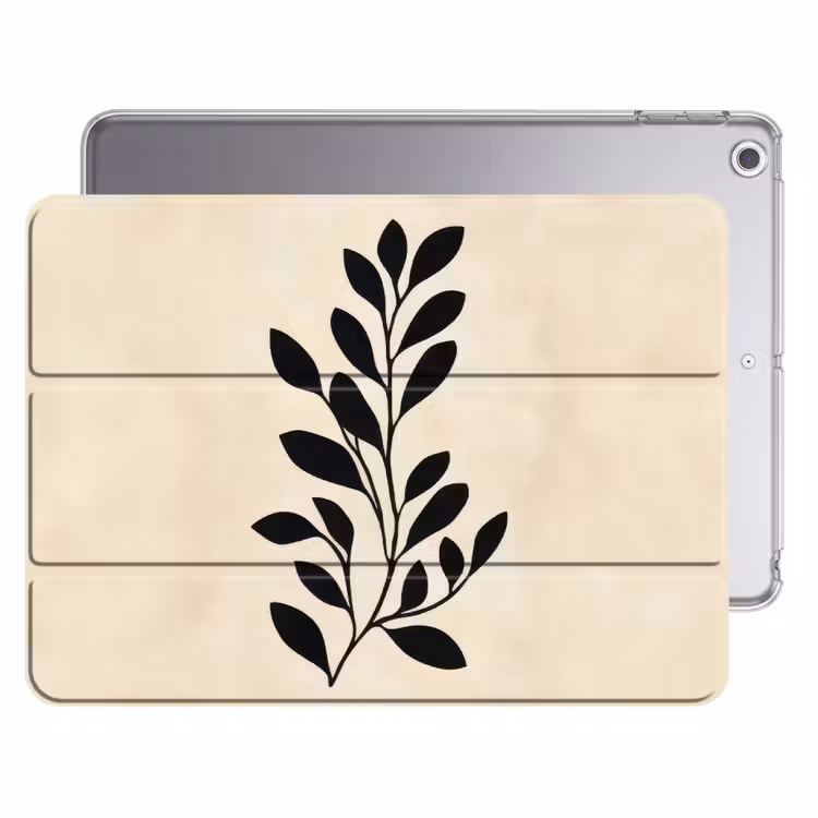 iPad hoes - Minimalistisch - Tak - Bladeren - Zwart — 1