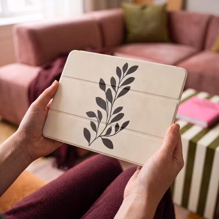 iPad hoes - Minimalistisch - Tak - Bladeren - Zwart — 3
