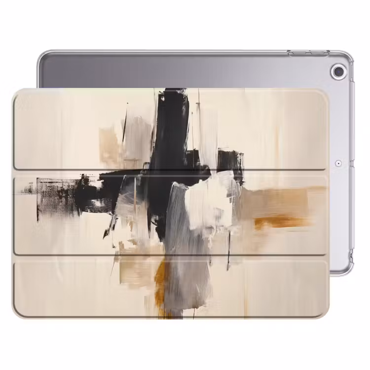 iPad hoes - Penseelstreken - Ruw - Abstract - Beige — 1