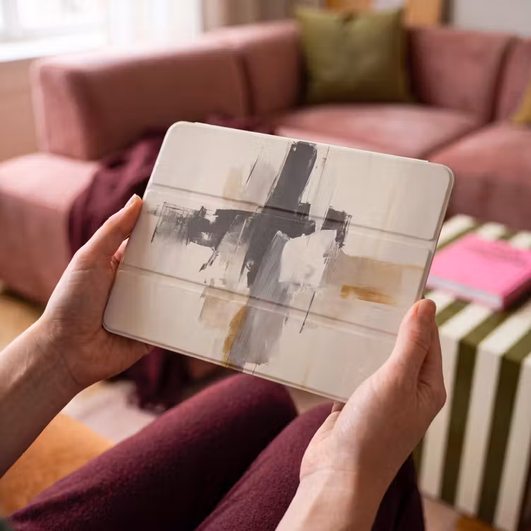 iPad hoes - Penseelstreken - Ruw - Abstract - Beige — 3