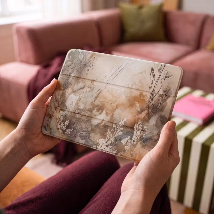 iPad hoes - Abstract - Beige - Verf - Kunst - Natuur - Bloemen — 3