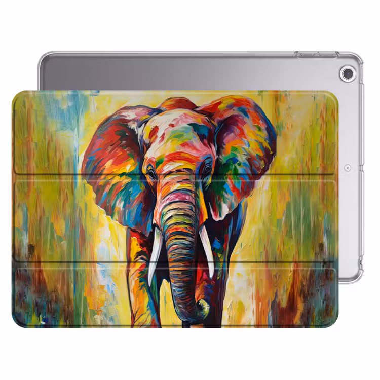 iPad hoes - Olifant - Kunst - Schilderij - Dieren - Regenboog — 1