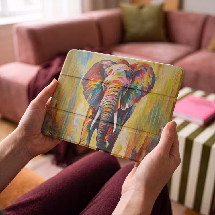 iPad hoes - Olifant - Kunst - Schilderij - Dieren - Regenboog — 3