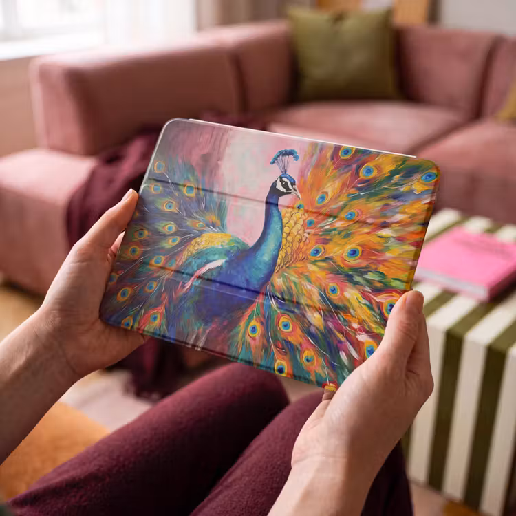 iPad hoes - Pauw - Dieren - Schilderij - Regenboog — 3