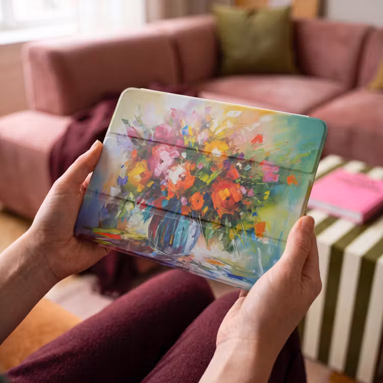 iPad hoes - Bloemen - Kleurrijk - Bloempot - Olieverf — 3