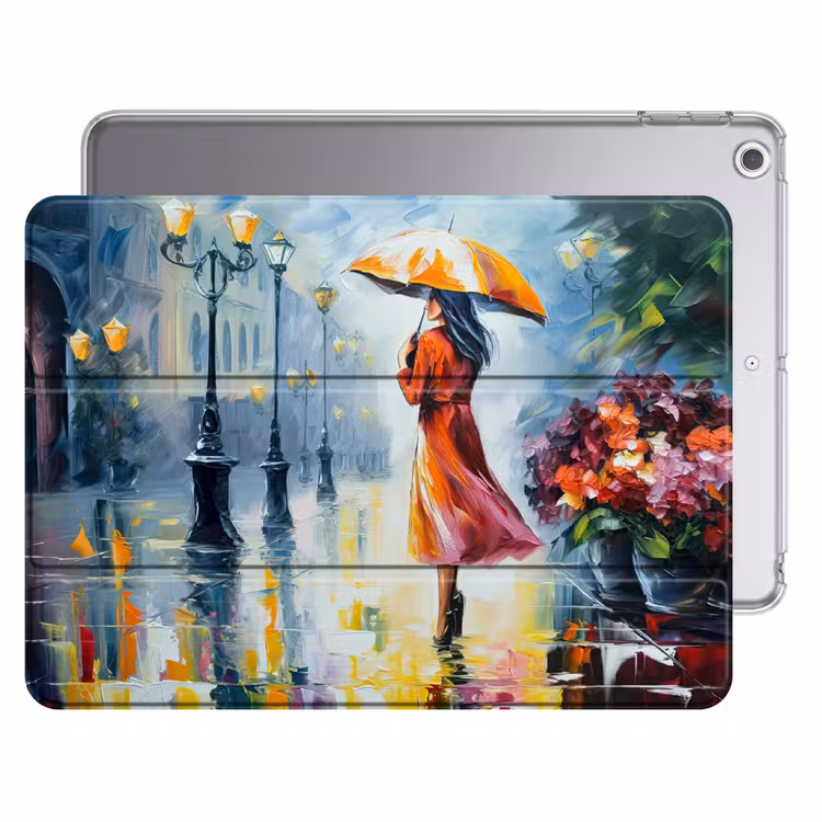 iPad hoes - Olieverf - Paraplu - Vrouw - Straat - Kunst — 1