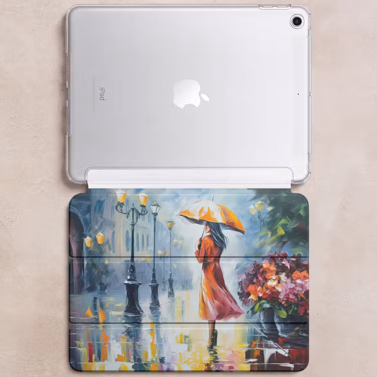 iPad hoes - Olieverf - Paraplu - Vrouw - Straat - Kunst — 6