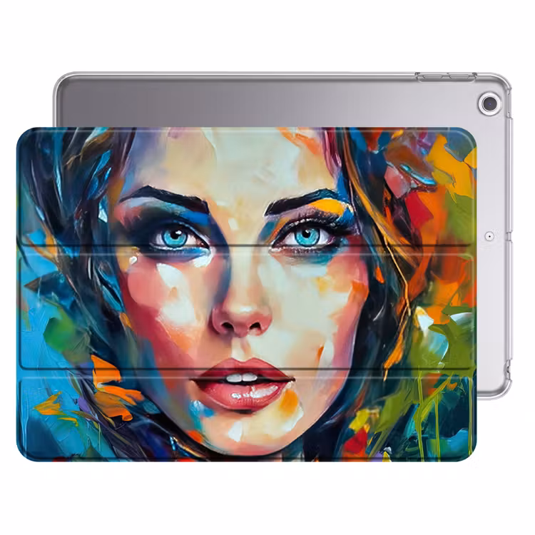 iPad hoes - Gezicht - Vrouw - Olieverf - Kleurrijk - Kunst — 1