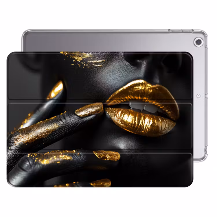 iPad hoes - Lippen - Goud - Abstract - Zwart - Vrouw — 1