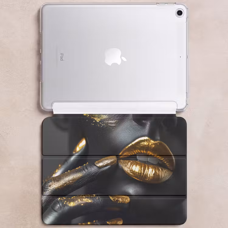 iPad hoes - Lippen - Goud - Abstract - Zwart - Vrouw — 6