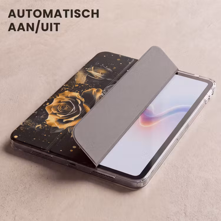 iPad hoes - Rozen - Goud - Zwart - Bloemen - Modern — 4