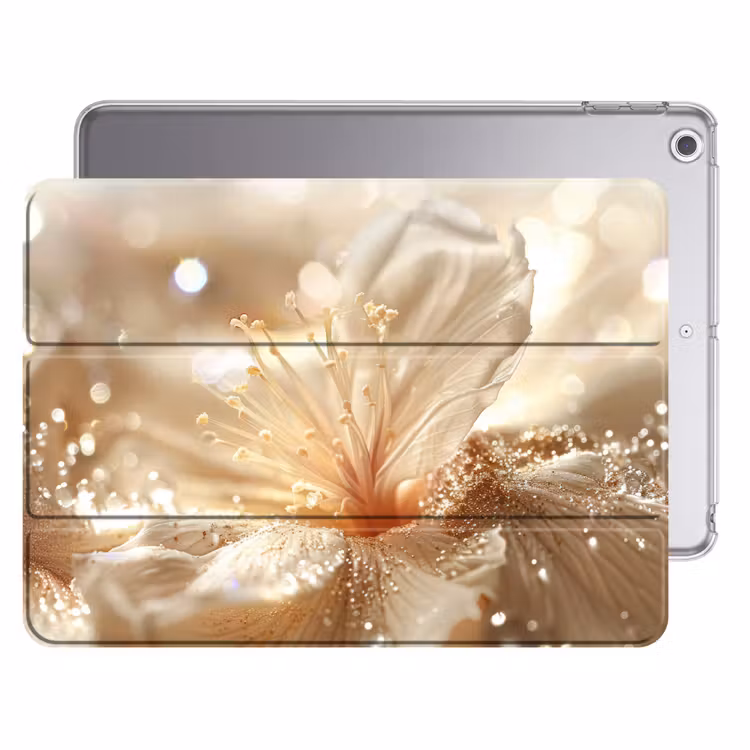 iPad hoes - Bloem - Wit - Glitter - Goud - Modern — 1