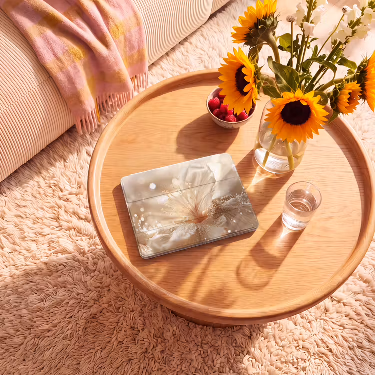 iPad hoes - Bloem - Wit - Glitter - Goud - Modern — 2