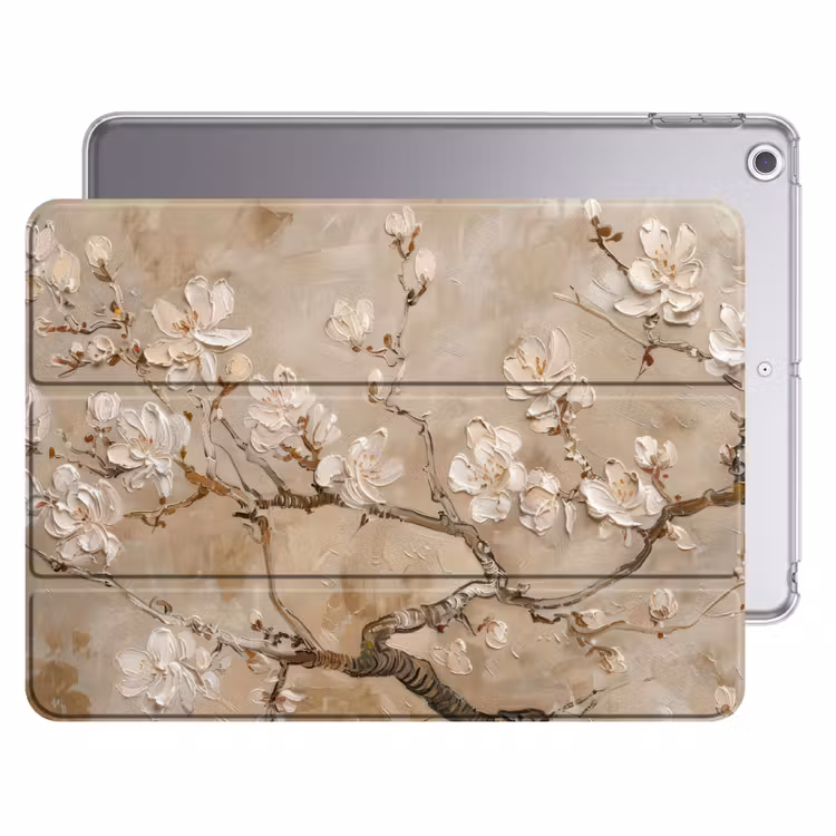 iPad hoes - Bloemen - Modern - Beige - Wit - Bloesem — 1