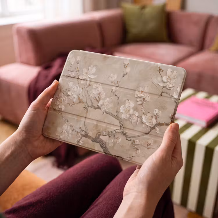 iPad hoes - Bloemen - Modern - Beige - Wit - Bloesem — 3