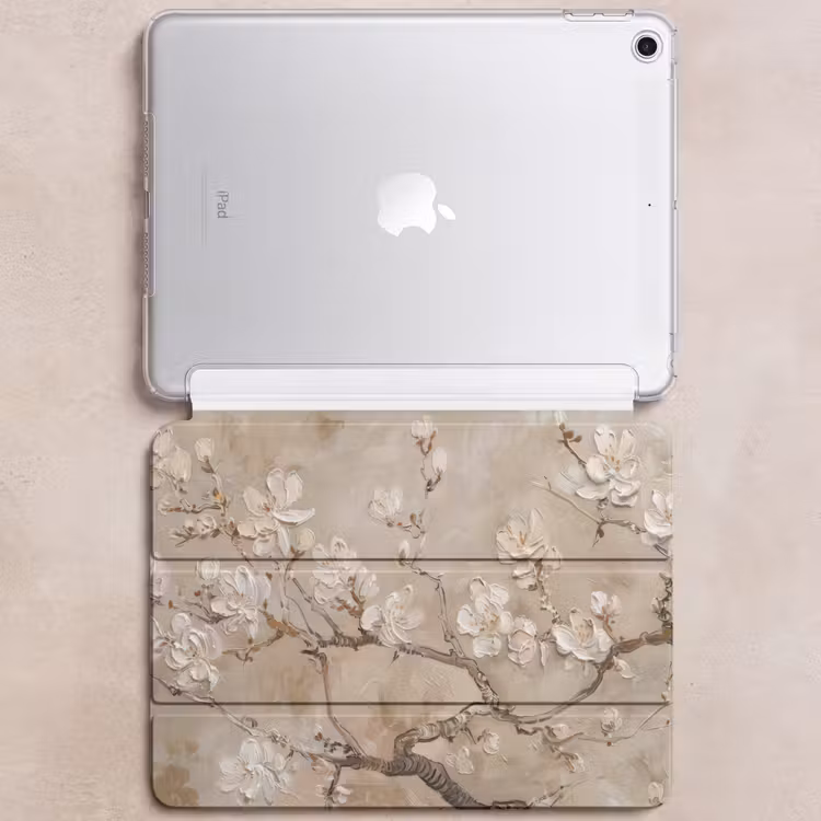 iPad hoes - Bloemen - Modern - Beige - Wit - Bloesem — 6