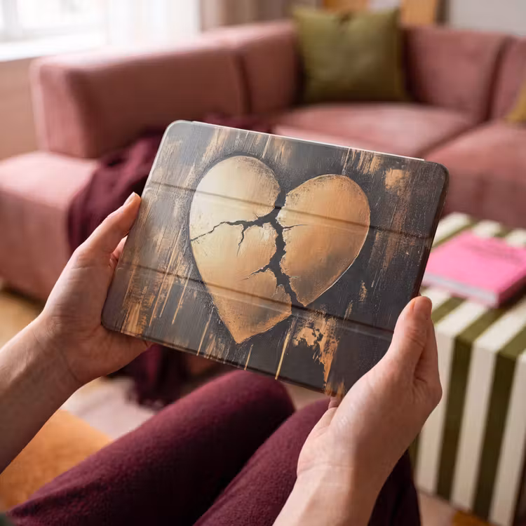 iPad hoes - Gebroken hart - Goud - Houtlook - Liefde — 3
