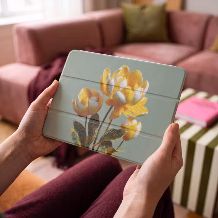 iPad hoes - Bloemen - Geel - Bladeren - Structuur — 3