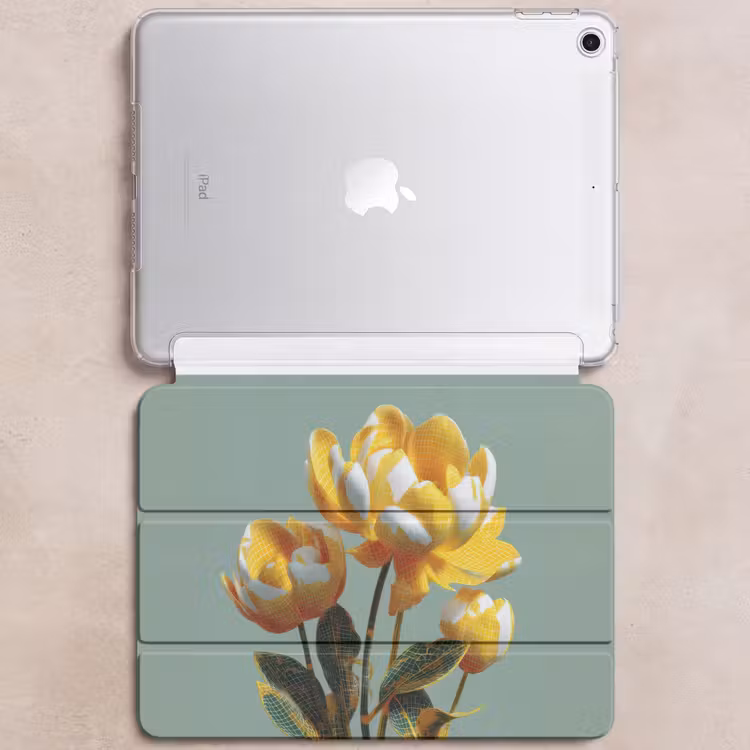 iPad hoes - Bloemen - Geel - Bladeren - Structuur — 6