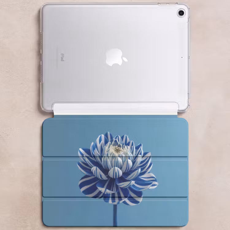 iPad hoes - Bloem - Blauw - Bloemblaadjes - Streepjes — 6