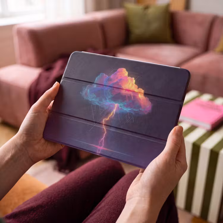 iPad hoes - Donderwolk - Bliksemschicht - Licht - Blauw — 3