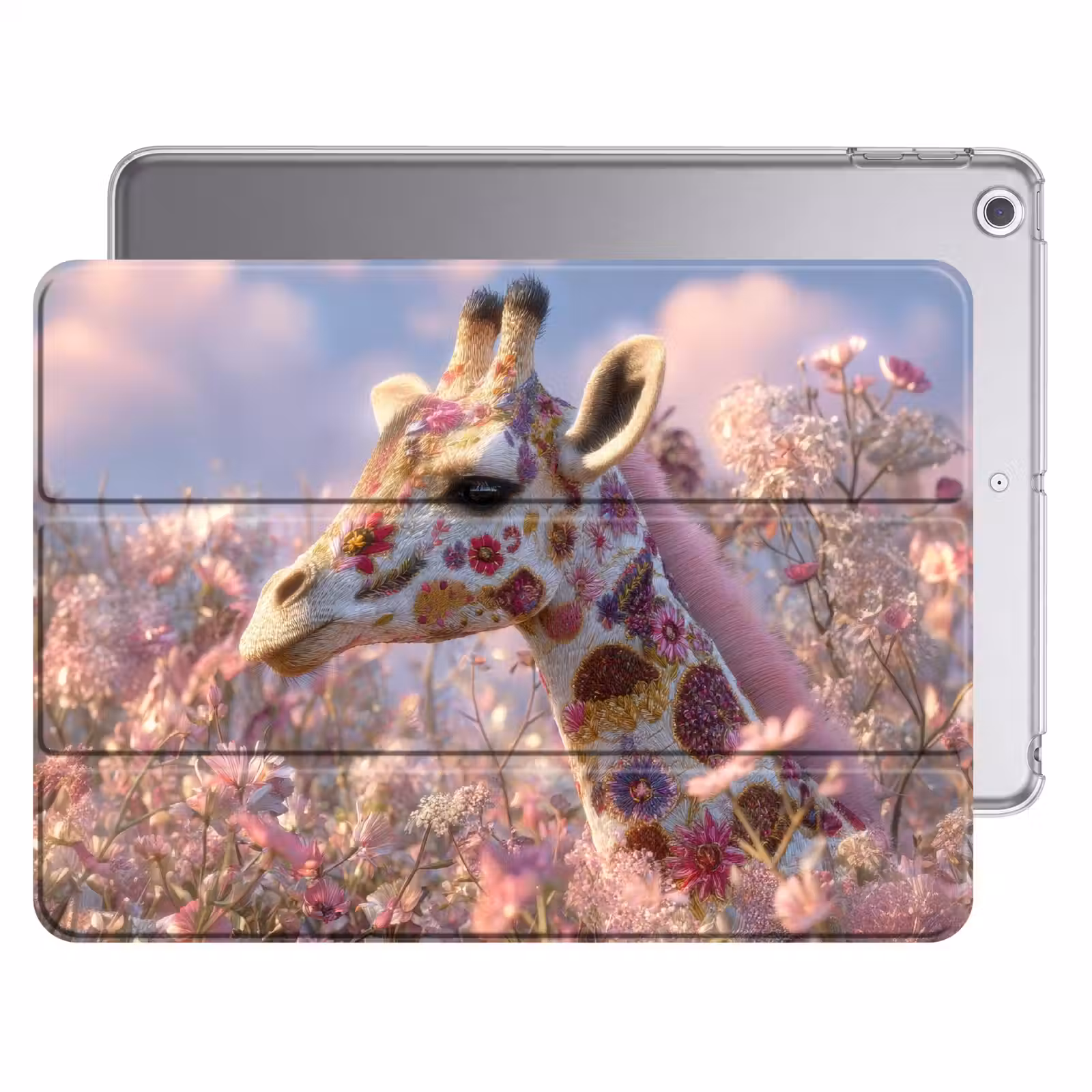 iPad hoes - Giraffe - Bloemen - Roze — 1