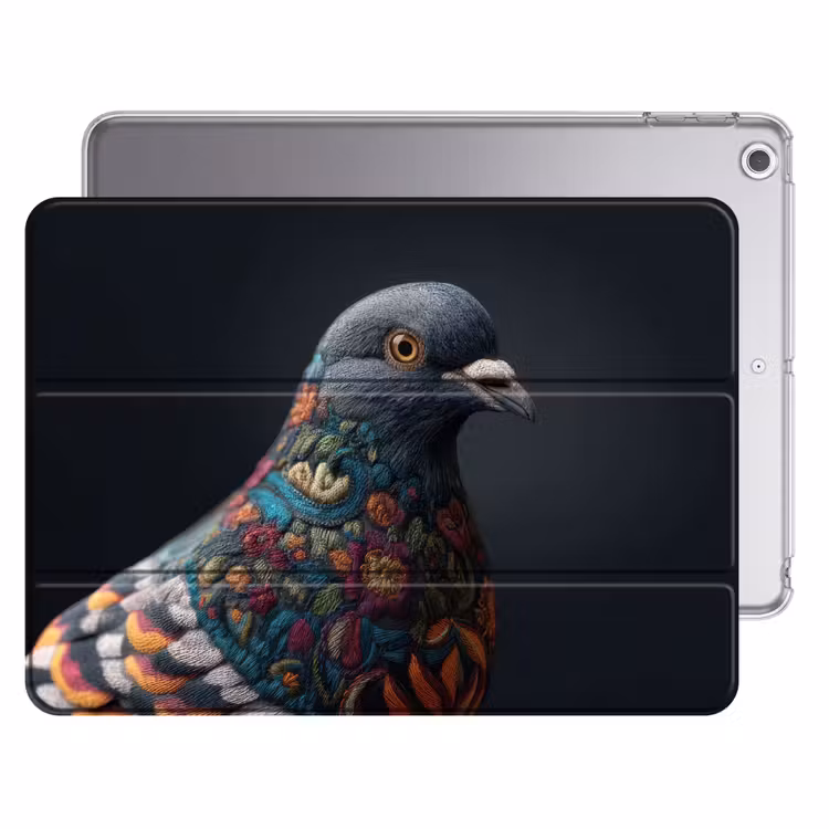 iPad hoes - Duif - Bloemen - Zwart — 1