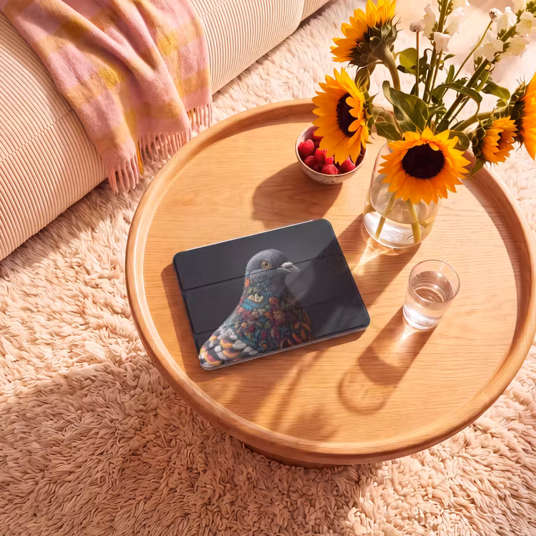 iPad hoes - Duif - Bloemen - Zwart — 2