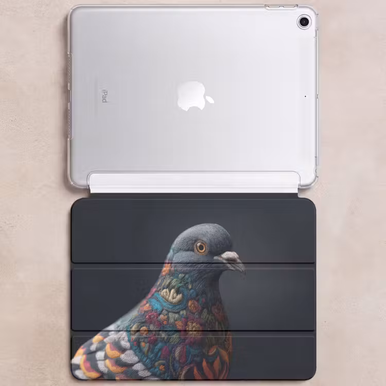 iPad hoes - Duif - Bloemen - Zwart — 6