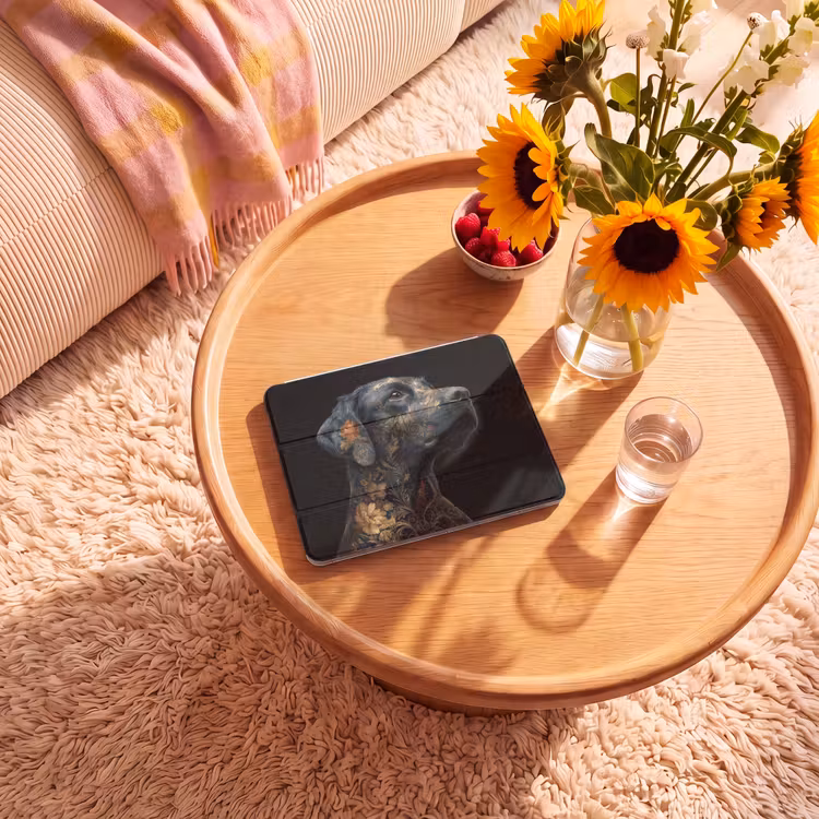 iPad hoes - Hond - Zwart - Bloemen — 2