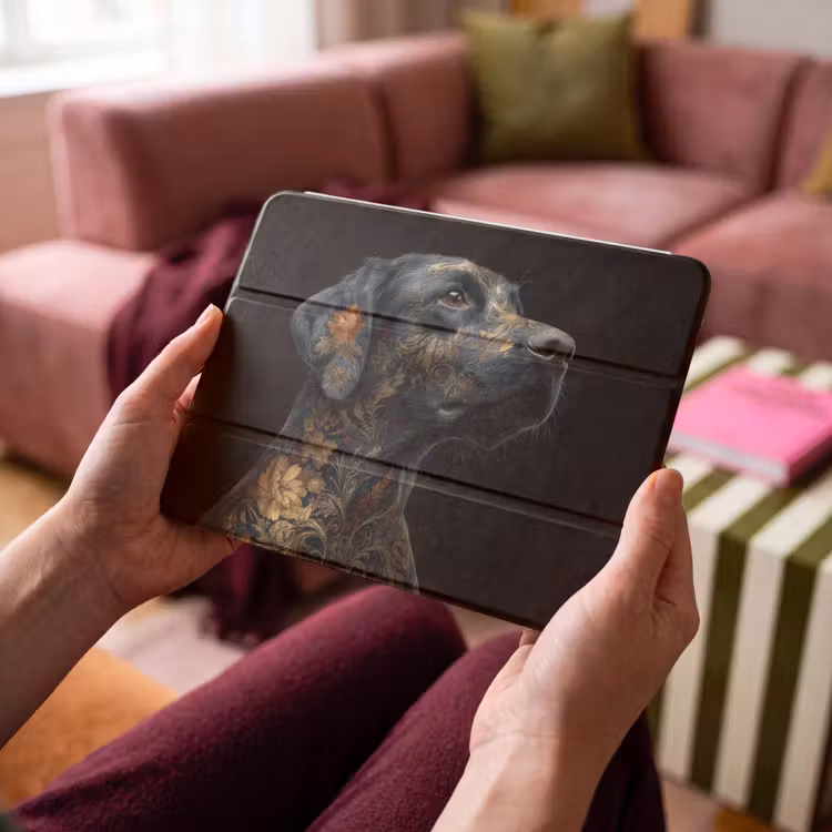 iPad hoes - Hond - Zwart - Bloemen — 3