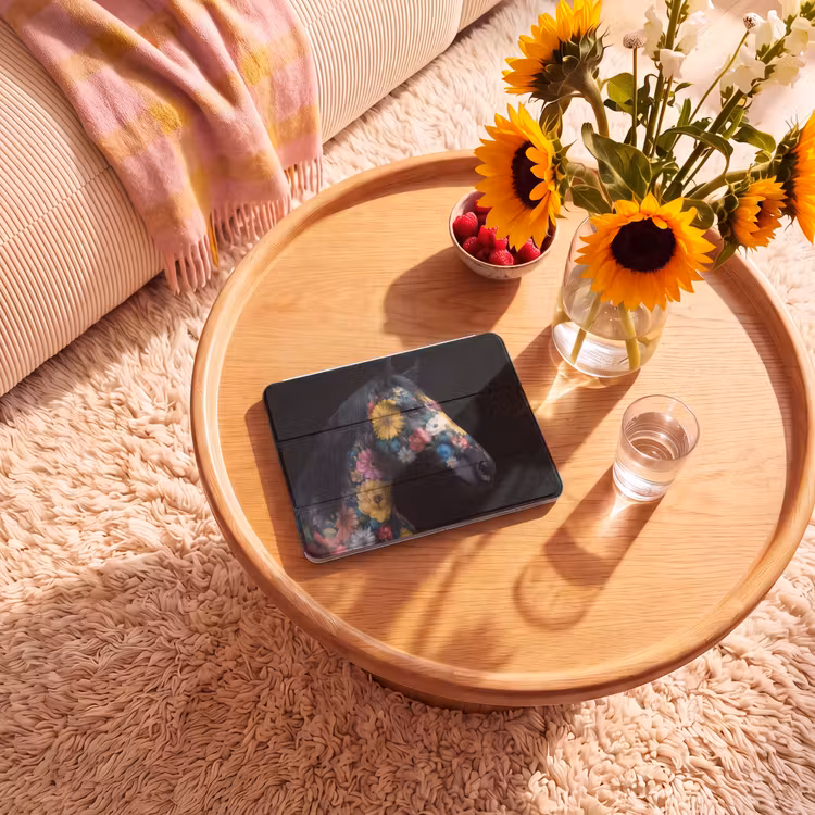 iPad hoes - Paard - Bloemen - Zwart — 2