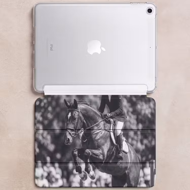 iPad hoes - Springen - Paard - Zwart - Wit — 6
