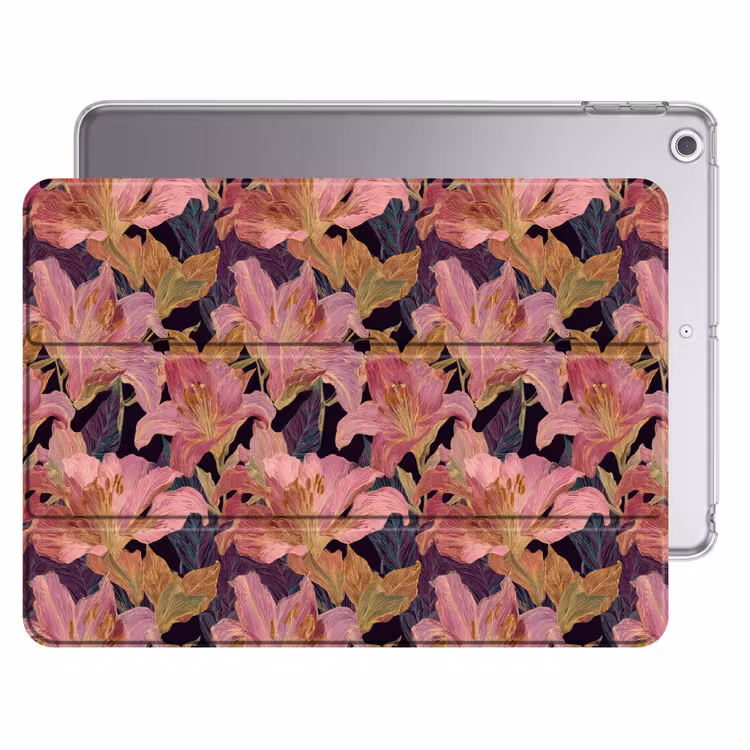 iPad hoes - Lelies - Patroon - Roze - Goud — 1