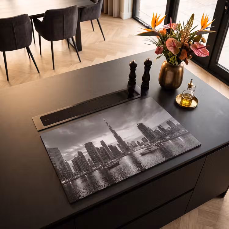 Inductie beschermer - Stad - Skyline - Architectuur - Avond - Zwart-wit — 3