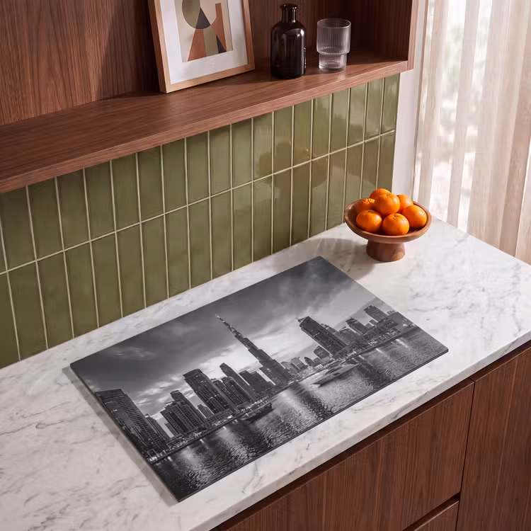 Inductie beschermer - Stad - Skyline - Architectuur - Avond - Zwart-wit — 4