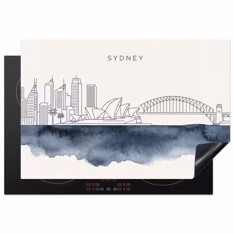 Inductie beschermer - Stad - Skyline - Architectuur - Minimalistisch - Blauw — 1