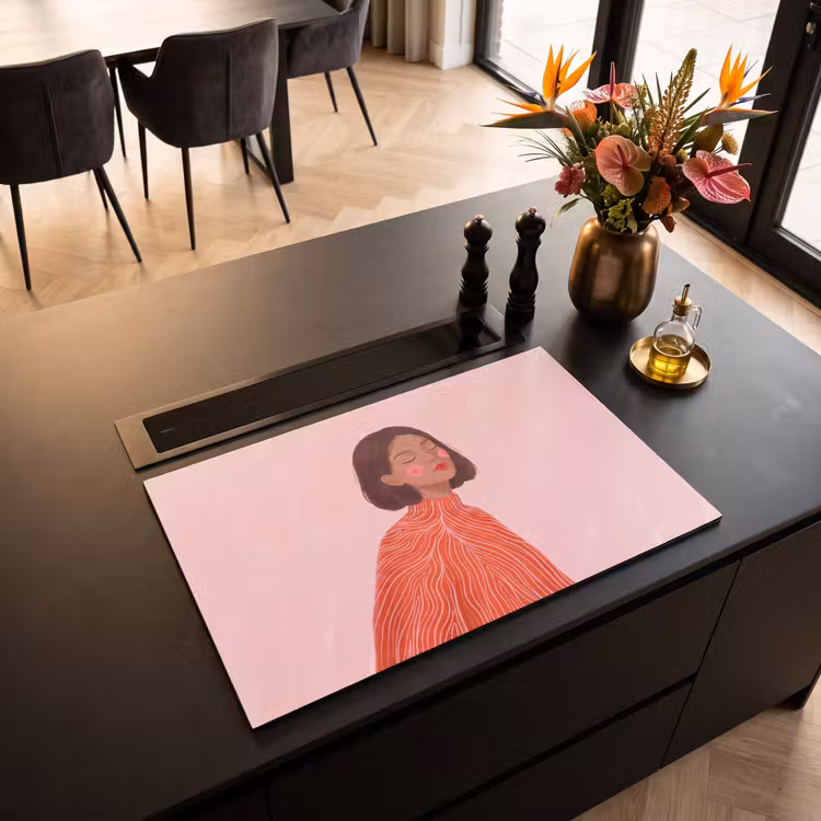 Inductie beschermer - Vrouw - Portret - Modern - Kunst - Roze — 3