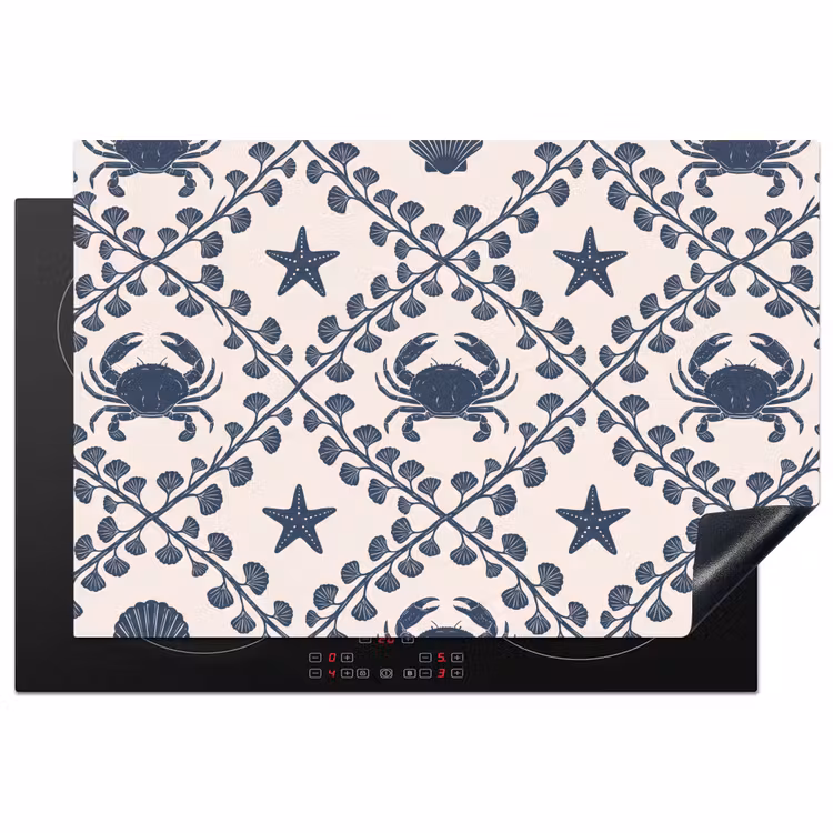 Inductie beschermer - Zee - Krab - Zeester - Patroon - Blauw — 1