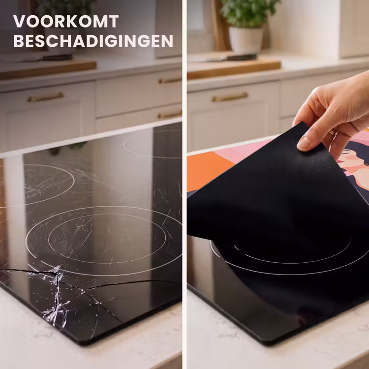Inductie beschermer - Vrouw - Kat - Interieur - Modern - Kleurrijk — 2