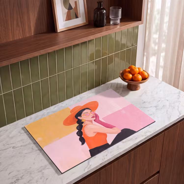 Inductie beschermer - Vrouw - Hoed - Mode - Modern - Oranje — 4