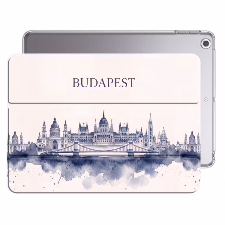 iPad hoes - Boedapest - Skyline - Architectuur - Aquarel - Blauw — 1