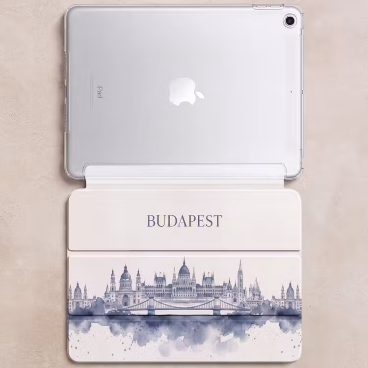 iPad hoes - Boedapest - Skyline - Architectuur - Aquarel - Blauw — 6