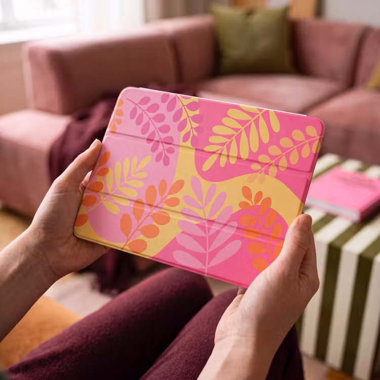 iPad hoes - Natuur - Bladeren - Abstract - Roze - Geel — 3