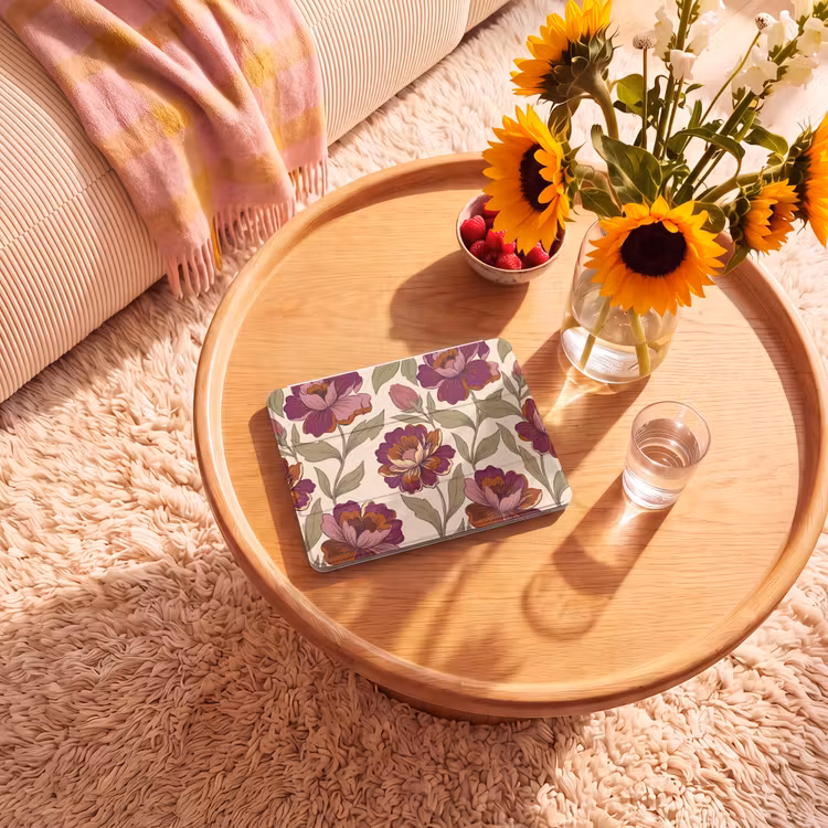 iPad hoes - Bloemen - Patroon - Natuur - Modern - Paars — 2