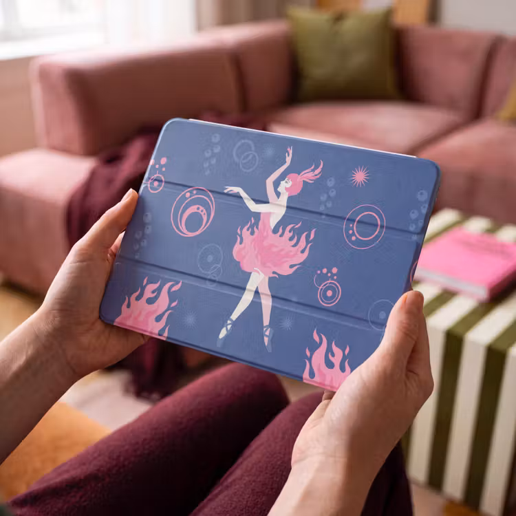 iPad hoes - Danseres - Vlammenrok - Abstract - Roze - Blauw — 3