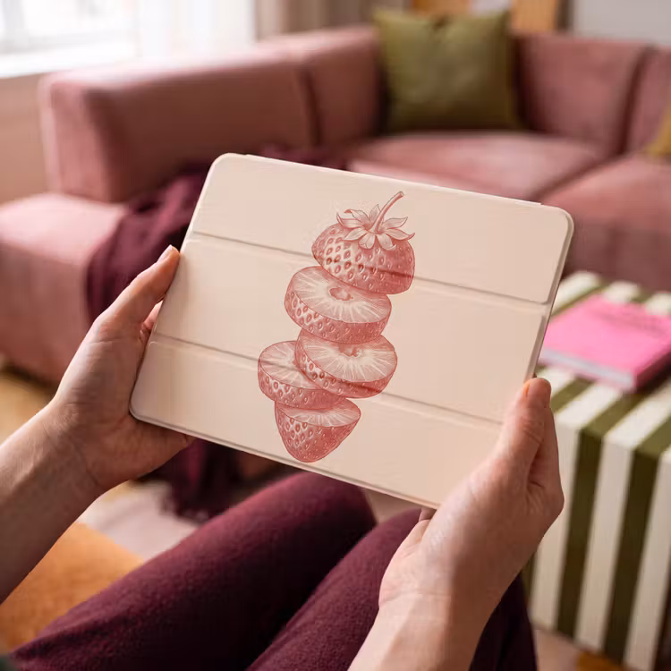 iPad hoes - Fruit - Gesneden - Illustratie - Rood - Vintage — 3