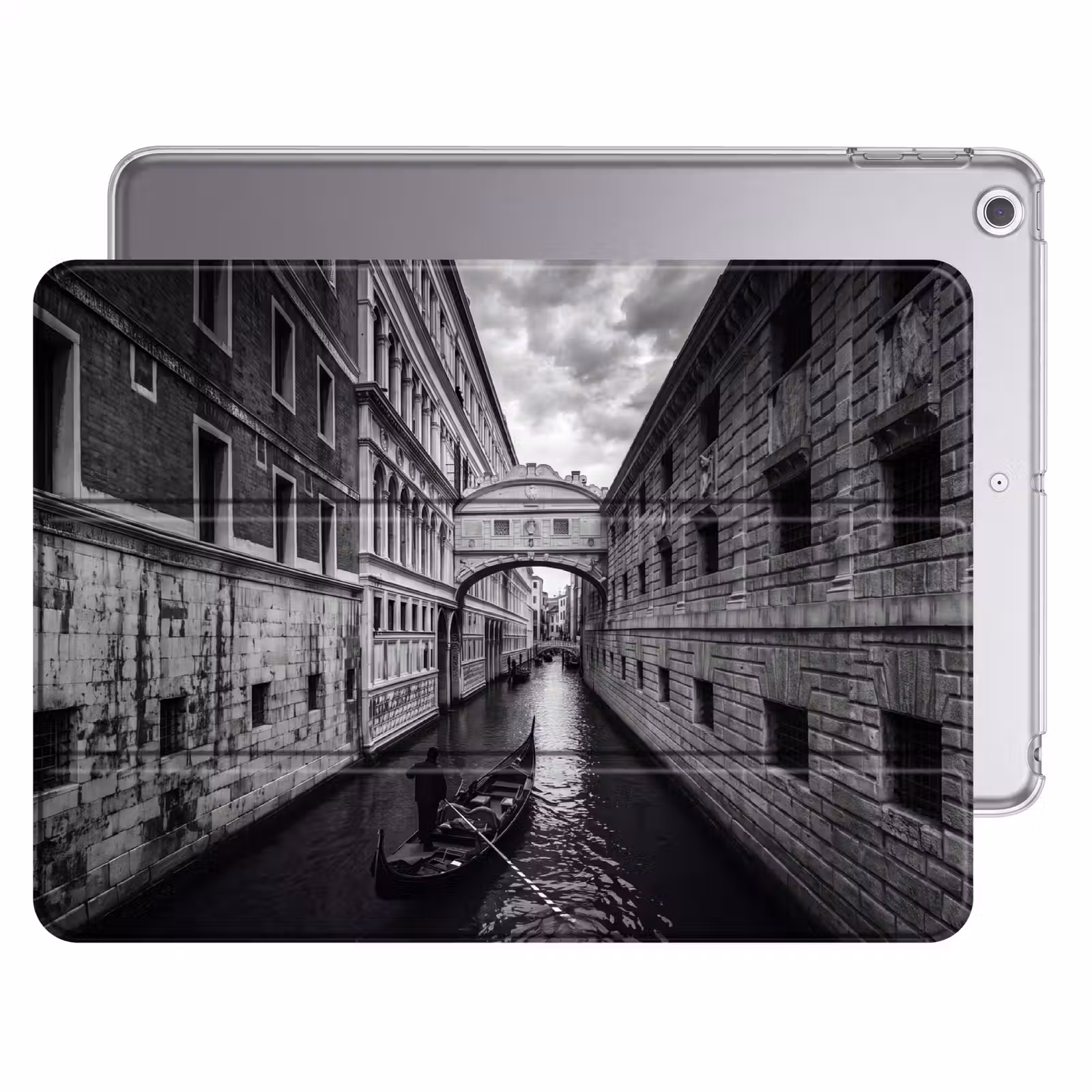 iPad hoes - Boot - Waterweg - Stad - Zwart-wit - Architectuur — 1